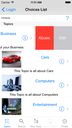 iPhone Choice Topics Options Screen