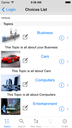 iPhone Choice Topics Screen